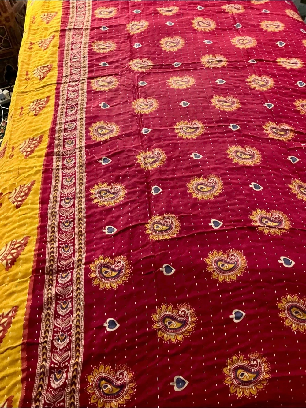 Pink Floral Cotton Quilt Bedspread